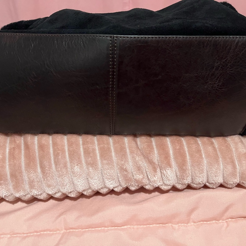 UGG Black Suede and Shearling Tote - Picture 7 of 9